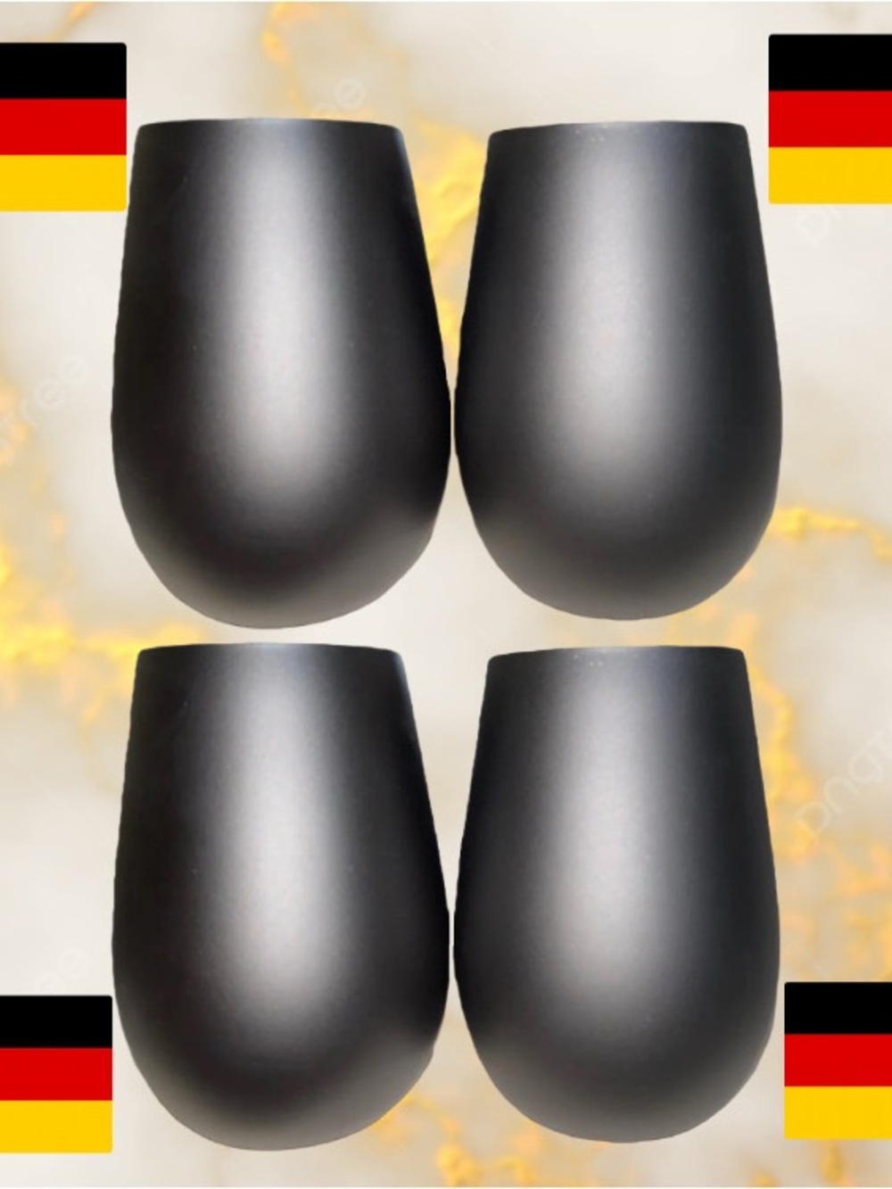 4pcs Stölzle Lausitz Matte Black Copper Becher Tumblers Cocktail Glasses Germany
